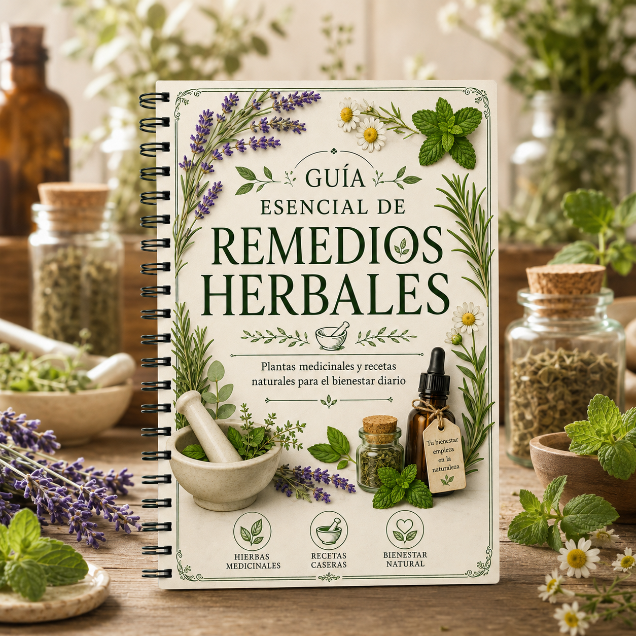 Herbal Wellness Remedy - Spanish Herbal Remedies Guide A5 Spiral
