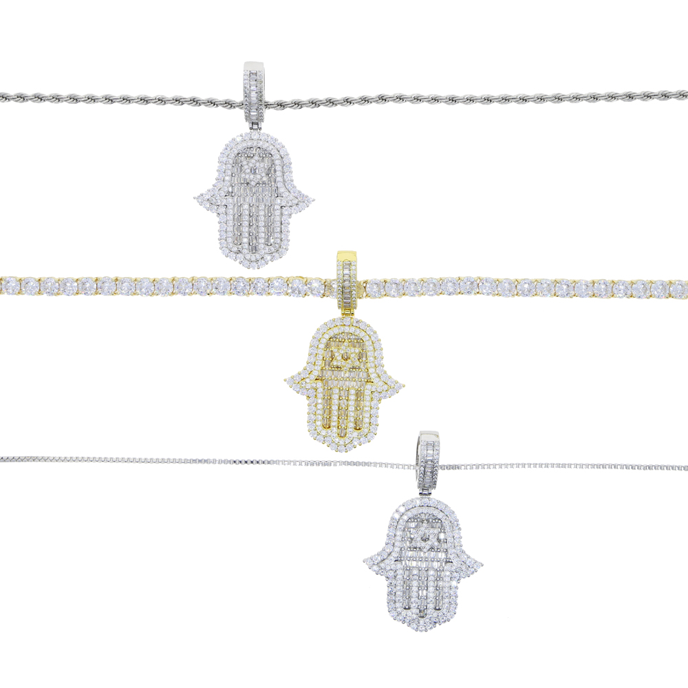 Iced Out Hamsa Hand Pendant Ne - Tulsi Holy Basil のレビューと価格
